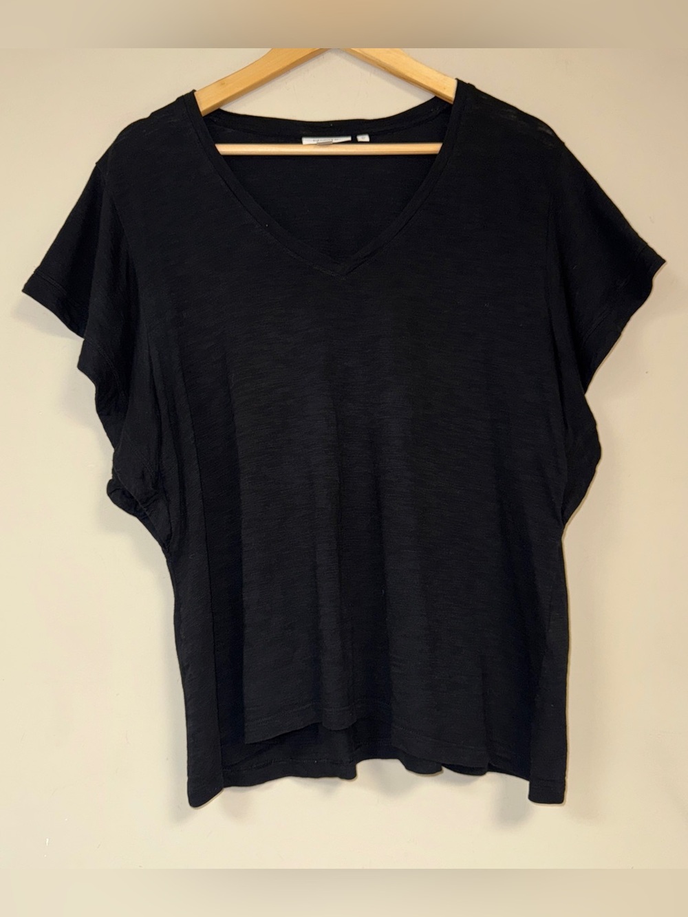CHICO'S Top Women's XL 3 Black Loose Relaxed Shirt V-Neck Short Sleeve Blouse